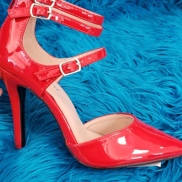 Candy Red 3 Strap Stiletto - Picture 4 of 7